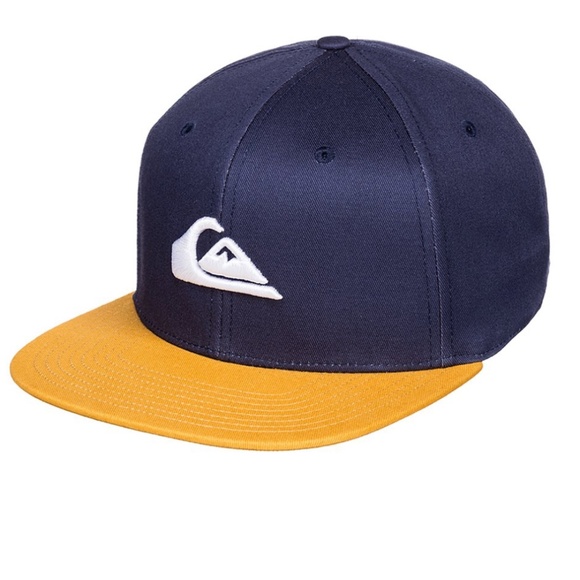Quiksilver Other - Quiksilver - Midnight Navy Logo Flat-Brim Chompers Baseball Cap Navy/Yellow
